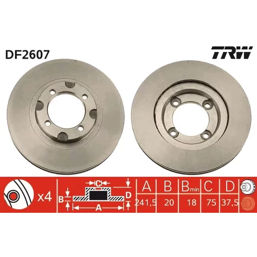 Brzdový kotúč TRW DF2607