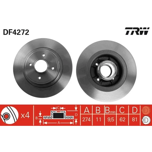 Brzdový kotúč TRW DF4272