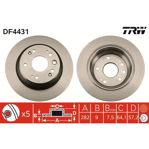 Brzdový kotúč TRW DF4431