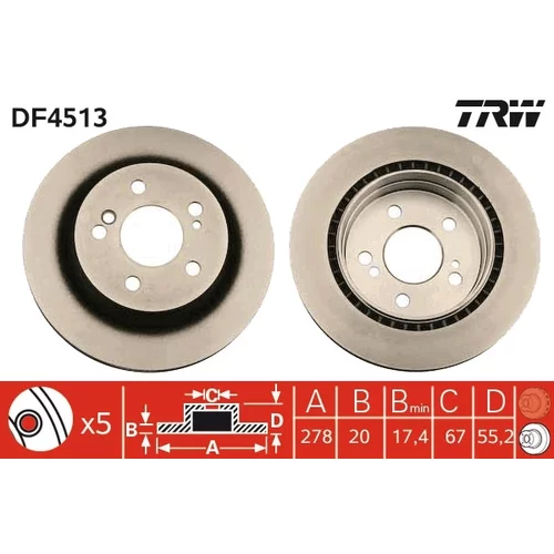 Brzdový kotúč TRW DF4513