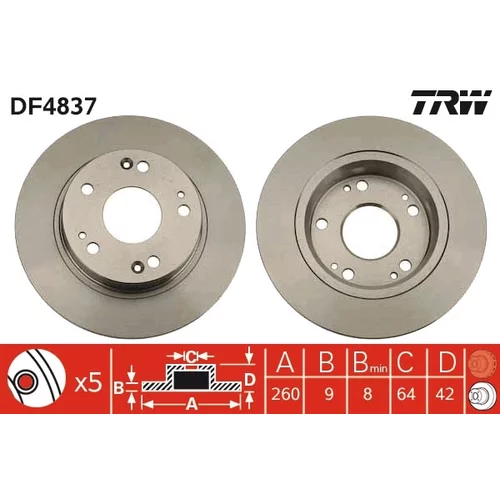 Brzdový kotúč TRW DF4837