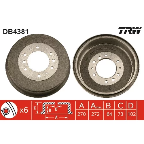 Brzdový bubon TRW DB4381 - obr. 2