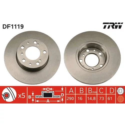 Brzdový kotúč TRW DF1119