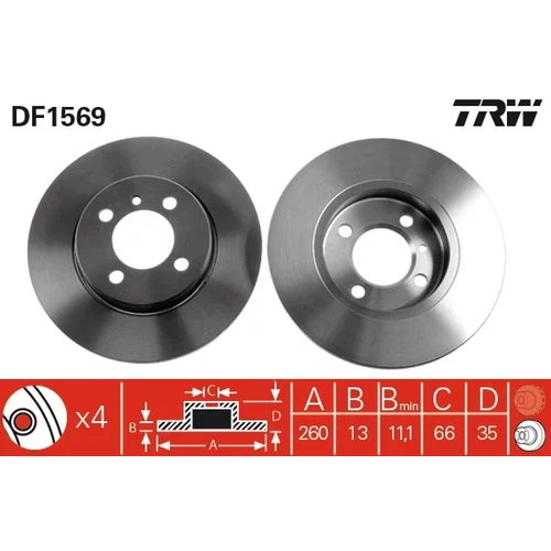 Brzdový kotúč TRW DF1569