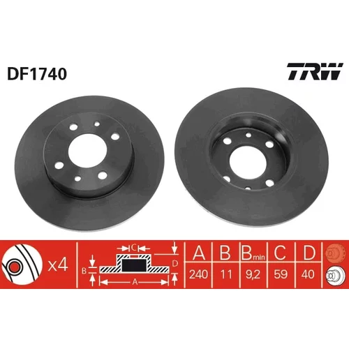 Brzdový kotúč TRW DF1740