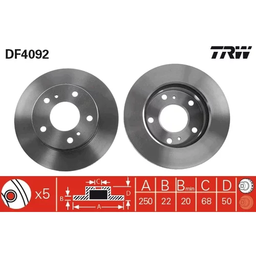 Brzdový kotúč TRW DF4092