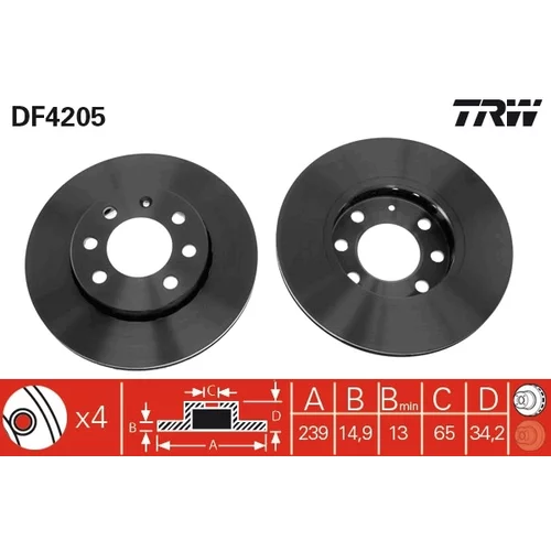 Brzdový kotúč TRW DF4205