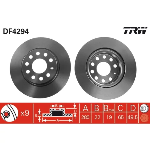 Brzdový kotúč TRW DF4294