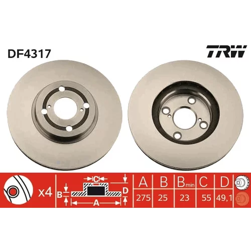 Brzdový kotúč TRW DF4317