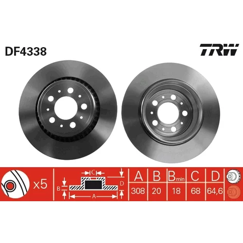 Brzdový kotúč TRW DF4338