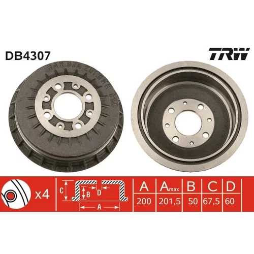 Brzdový bubon DB4307 /TRW/