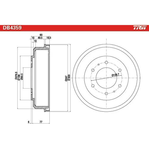 Brzdový bubon TRW DB4359 - obr. 1