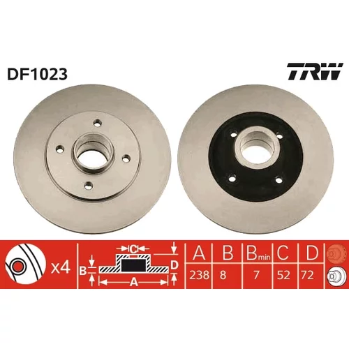 Brzdový kotúč TRW DF1023