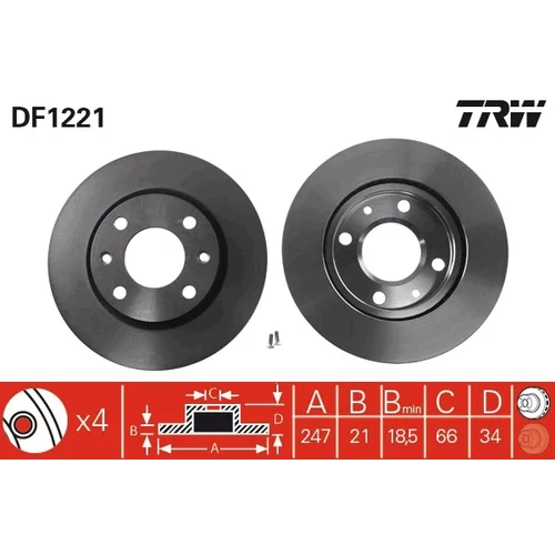 Brzdový kotúč TRW DF1221