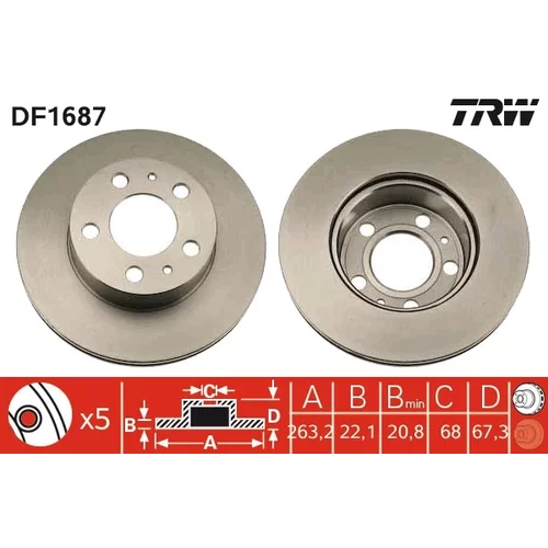 Brzdový kotúč TRW DF1687