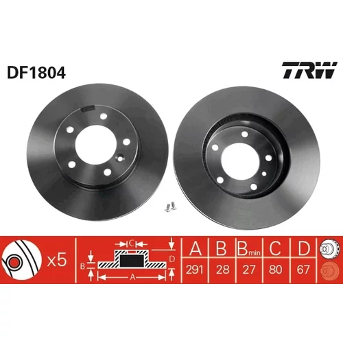 Brzdový kotúč TRW DF1804