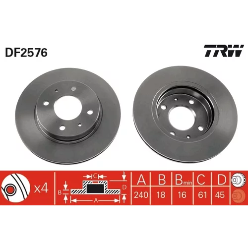 Brzdový kotúč TRW DF2576