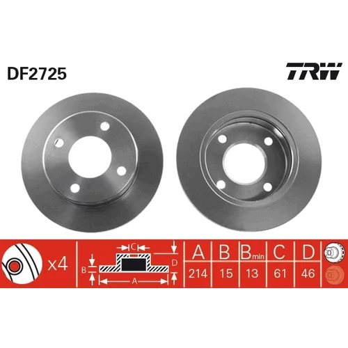 Brzdový kotúč TRW DF2725