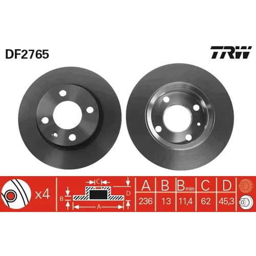 Brzdový kotúč TRW DF2765