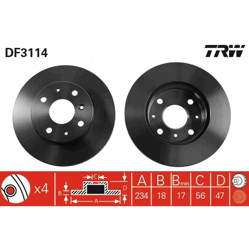 Brzdový kotúč TRW DF3114