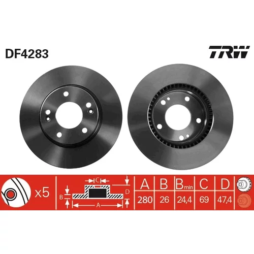 Brzdový kotúč TRW DF4283