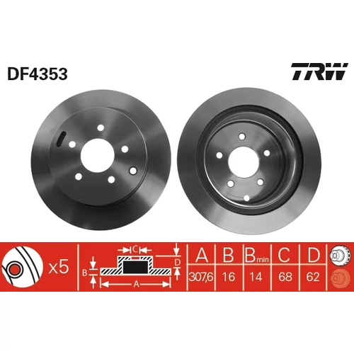 Brzdový kotúč TRW DF4353