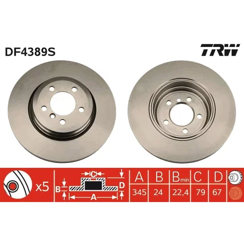 Brzdový kotúč TRW DF4389S