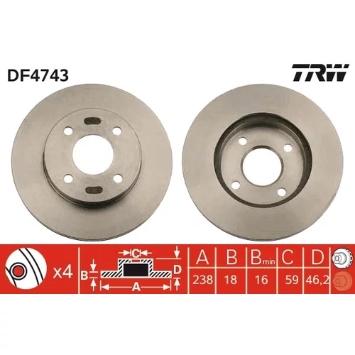 Brzdový kotúč TRW DF4743