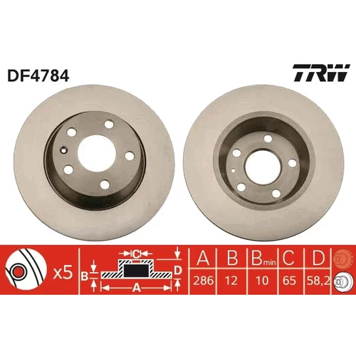 Brzdový kotúč TRW DF4784