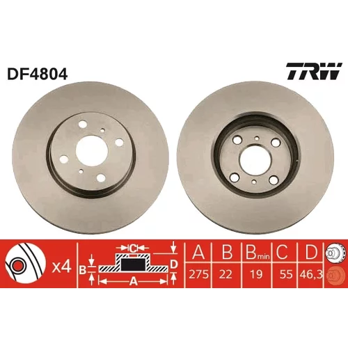 Brzdový kotúč TRW DF4804