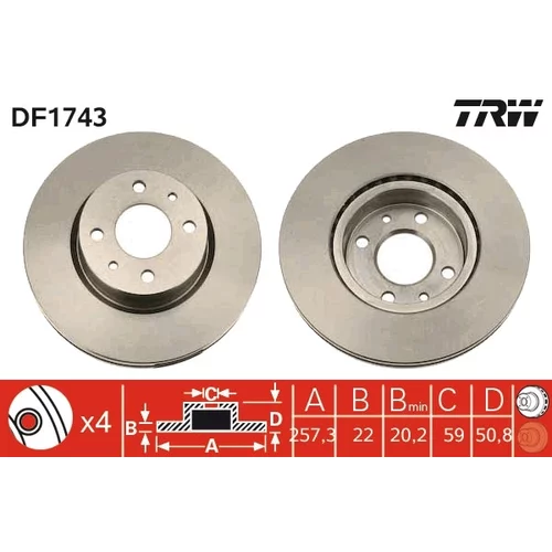 Brzdový kotúč TRW DF1743