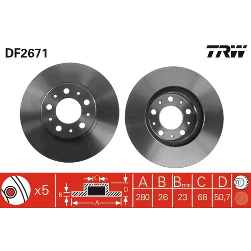 Brzdový kotúč TRW DF2671