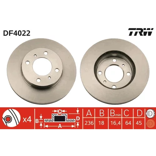 Brzdový kotúč TRW DF4022