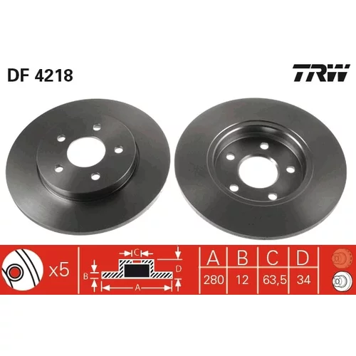 Brzdový kotúč TRW DF4218