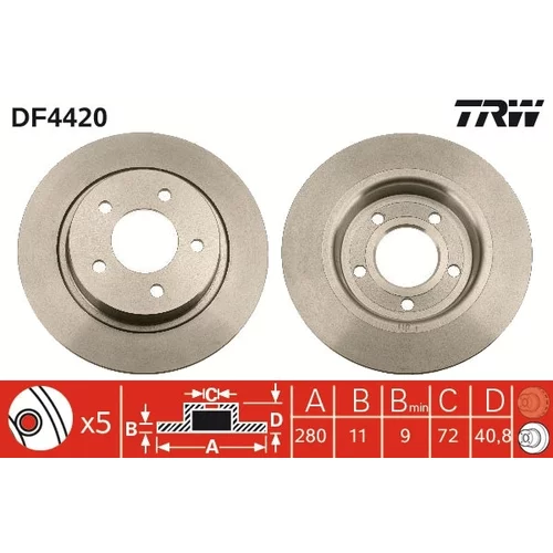 Brzdový kotúč TRW DF4420