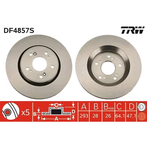 Brzdový kotúč TRW DF4857S