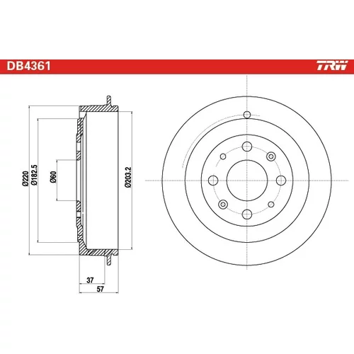 Brzdový bubon TRW DB4361 - obr. 1