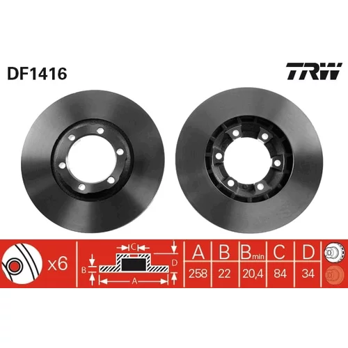 Brzdový kotúč TRW DF1416