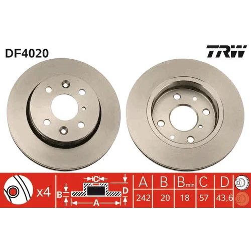 Brzdový kotúč TRW DF4020