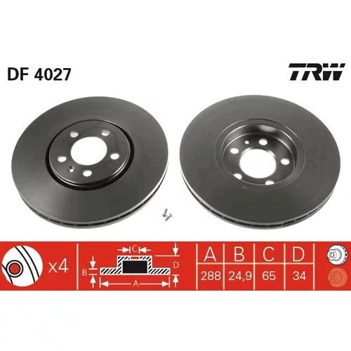 Brzdový kotúč TRW DF4027