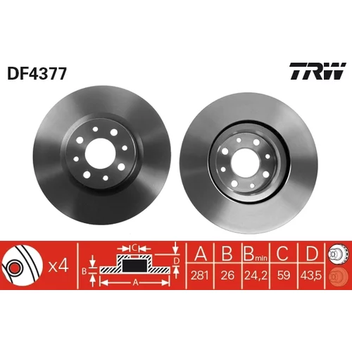 Brzdový kotúč TRW DF4377