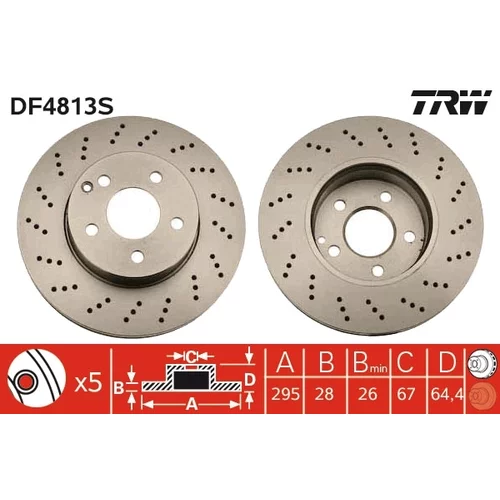 Brzdový kotúč TRW DF4813S