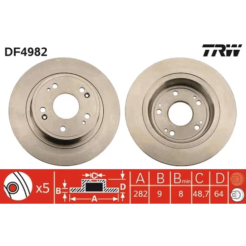 Brzdový kotúč TRW DF4982