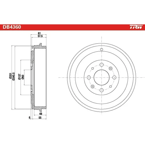 Brzdový bubon TRW DB4360 - obr. 1