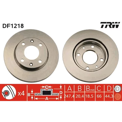 Brzdový kotúč TRW DF1218