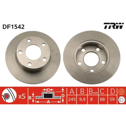 Brzdový kotúč TRW DF1542