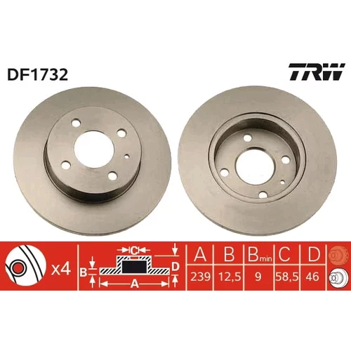 Brzdový kotúč TRW DF1732