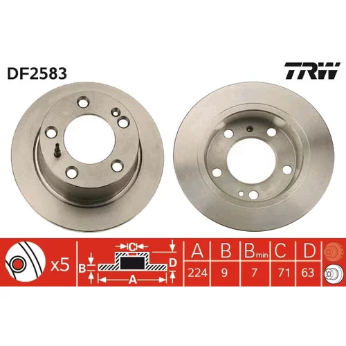 Brzdový kotúč TRW DF2583