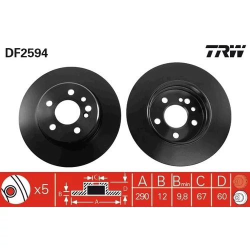 Brzdový kotúč TRW DF2594