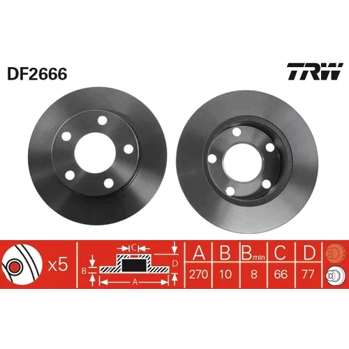 Brzdový kotúč TRW DF2666